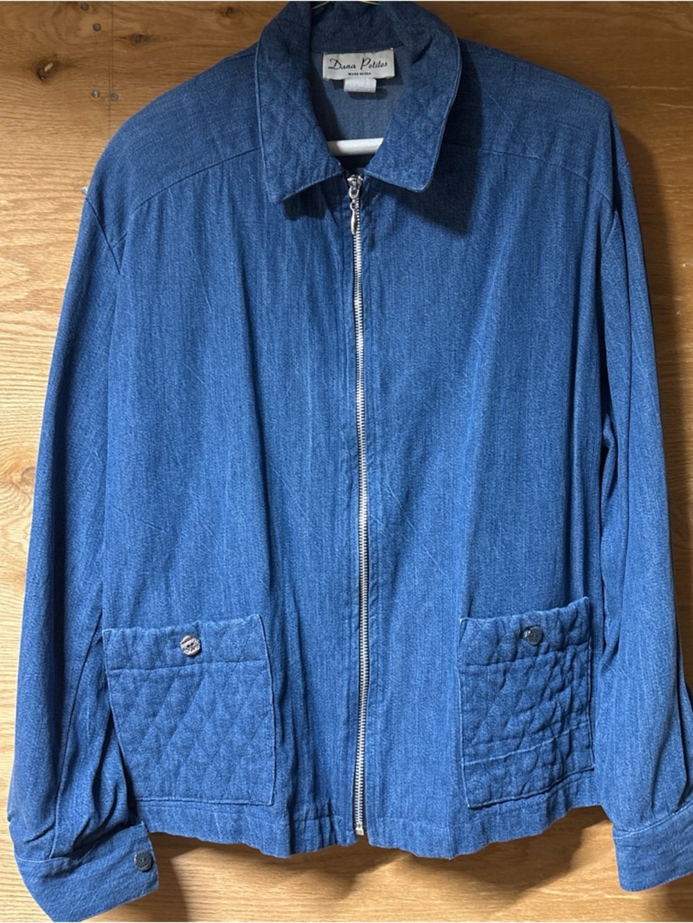 Vintage Blue Denim Zip-Front Jacket